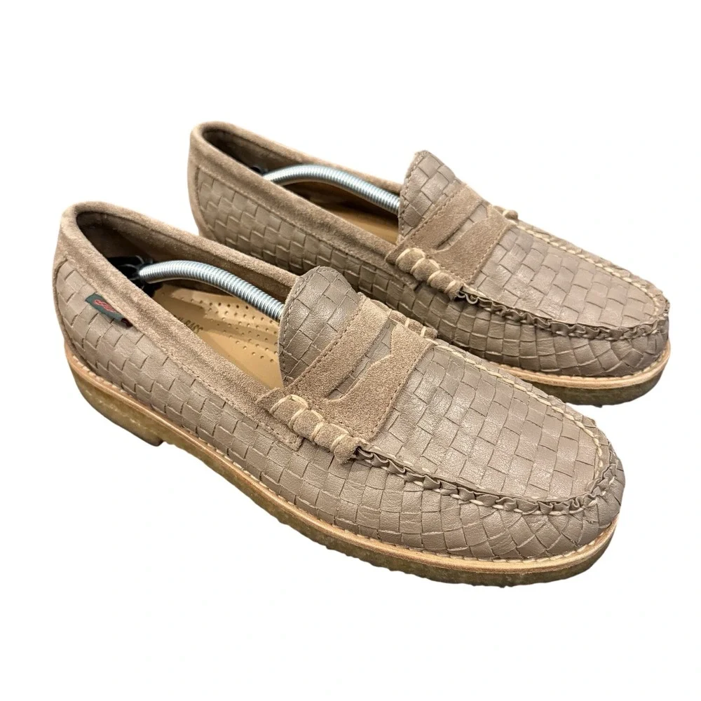 GH Bass Loafers Mens 8.5D Taupe Larson Woven Crepe Weejuns Penny‎ Shoes